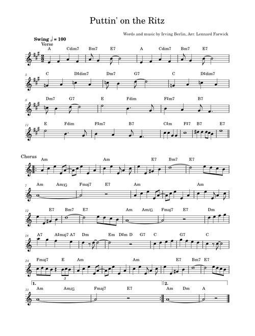 Puttin' On The Ritz – Irving Berlin