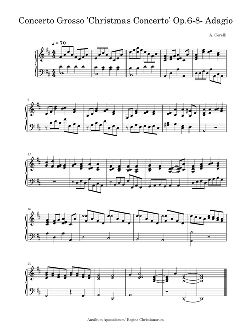 Concerto Grosso 'Christmas Concerto' Op 6, #8 – Arcangelo Corelli