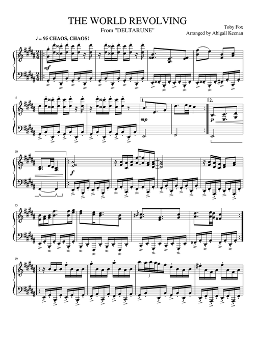 THE WORLD REVOLVING piano