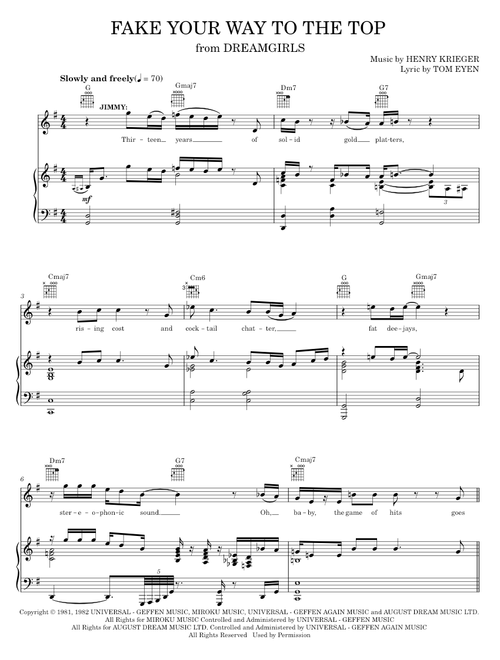 Fake Your Way To The Top - Dreamgirls Musical, Tom Eyen (Piano-Vocal-Guitar)