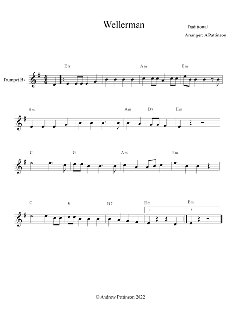 Wellerman Easy Trumpet (Arr. Andrew Pattinson) - Trad (Trumpet Solo)