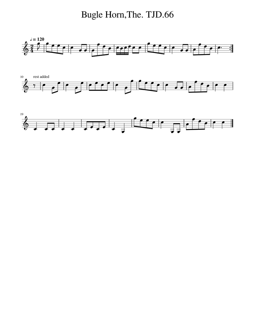 Bugle Horn,The. TJD.66 Sheet music for Piano (Solo)