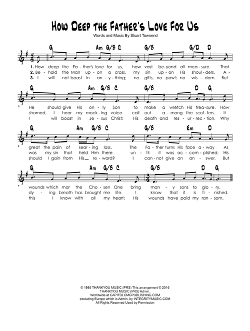 How Deep The Father's Love For Us (Arr. Brian Kim) - Nichole Nordeman (Lead Sheet - Fake Book)