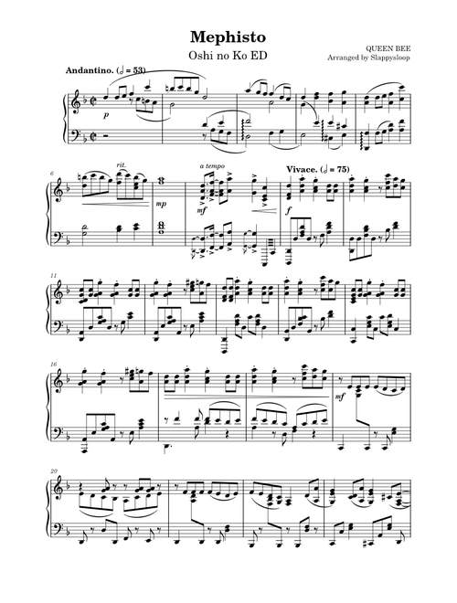 Oshi no Ko ED - Mephisto (Piano)
