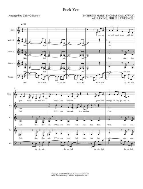 Fuck You (Arr. Caity Gillooley) - Cee Lo Green (Choral, SATB)