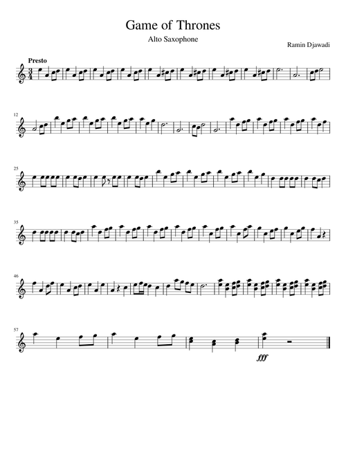Game of Thrones Alto Saxophone