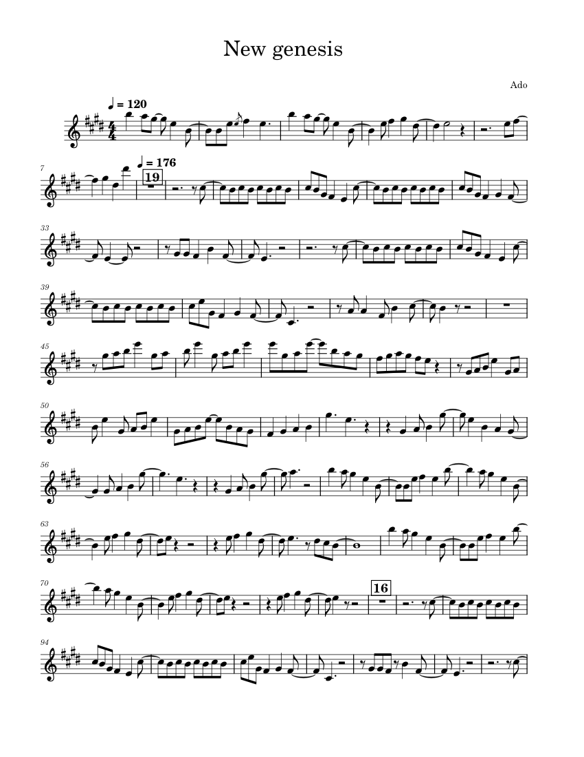 New Genesis – Ado - Sax alto Sheet Music for Saxophone alto (Solo