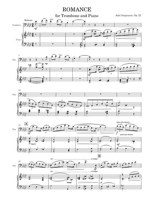 Romance for Trombone and Piano – Axel Jorgensen Op. 21