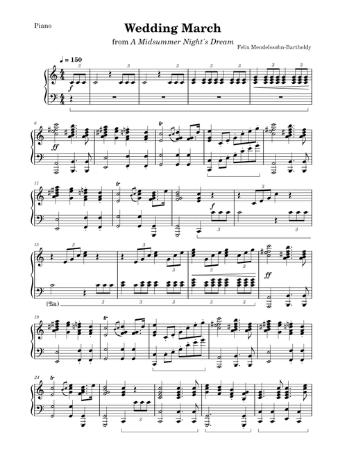 Wedding March (Mendelssohn) [Piano]