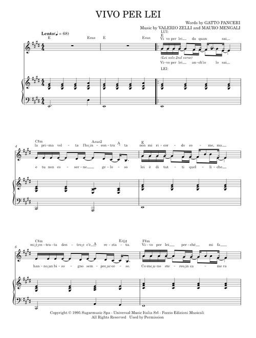 Vivo per lei - Andrea Bocelli (Piano Vocal)