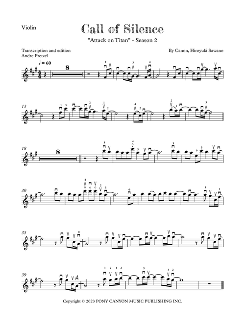 Call Of Silence (Arr. Andre Pretzel) - Hiroyuki Sawano (Violin Solo)