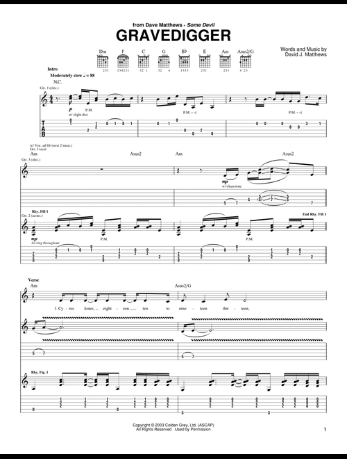 Gravedigger - Dave Matthews (Guitar Tab)