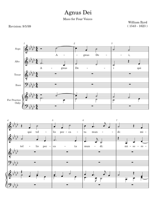 Mass for Three Voices; Agnus Dei - William Byrd