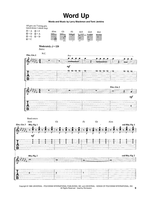 Word Up - Korn, Cameo (Guitar Tab)