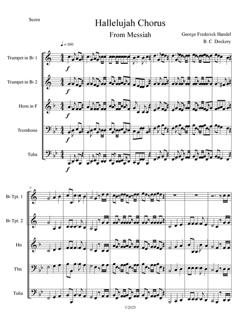 Hallelujah Chorus from Messiah (Brass Quintet) (Arr. B. C. Dockery) - George Frederick Handel (Brass Ensemble)