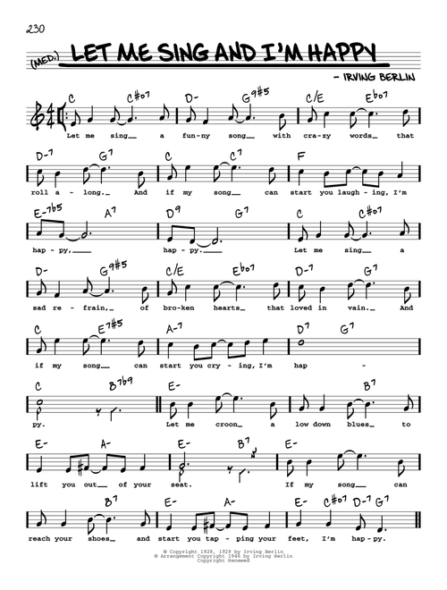 Let Me Sing And I'm Happy (High Voice) - Irving Berlin (Real Book - Melody-Chords-Lyrics)