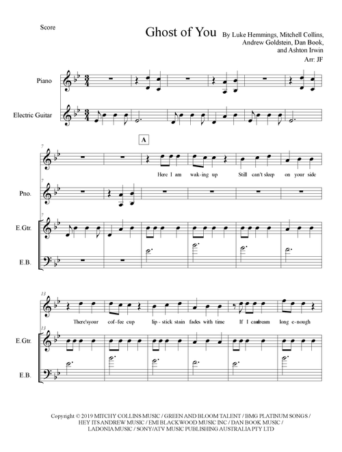 Ghost Of You (Arr. Jerremy Fender) - 5 Seconds Of Summer (Small Ensemble)