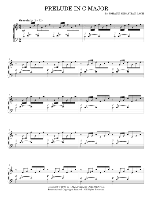 Bach Prelude In C Major - Johann Sebastian Bach (Piano)