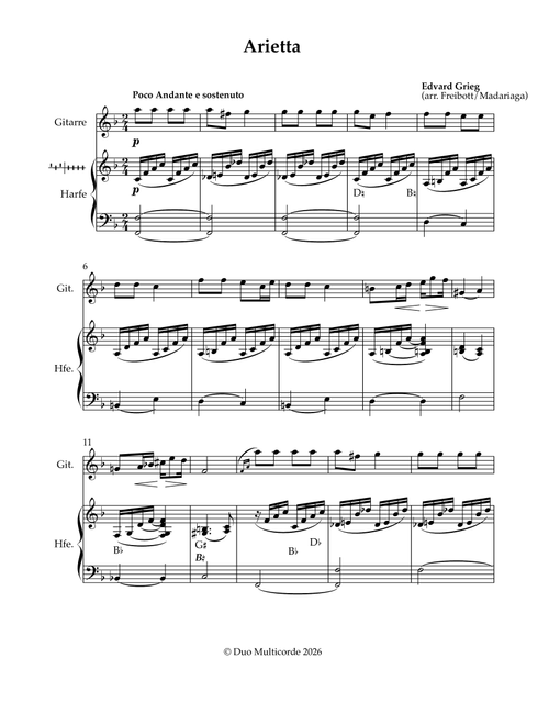 Arietta (Lyric Pieces Op.12) (Arr. Freibott/Madariaga) - Edvard Grieg (Instrumental Duet)