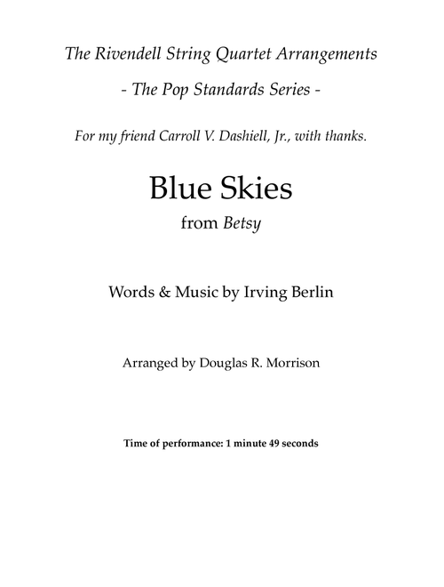 Blue Skies (Arr. Douglas R Morrison) - Ella Fitzgerald (String Quartet)