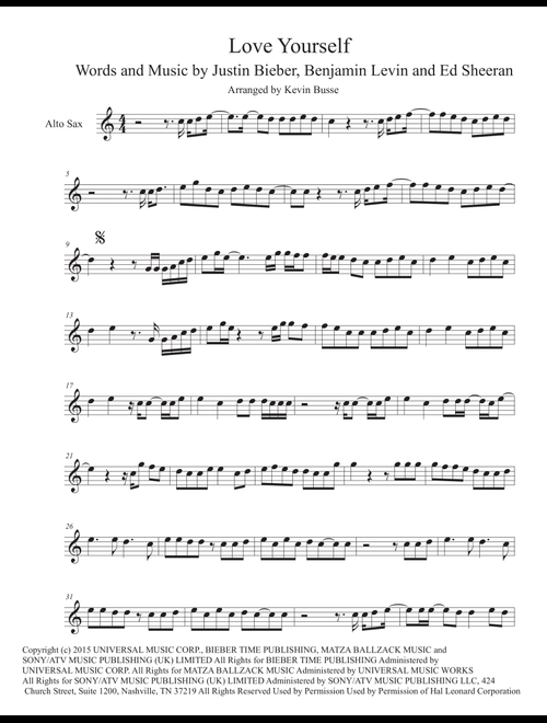Love Yourself (Arr. Kevin Busse) - Justin Bieber (Alto Sax Solo)