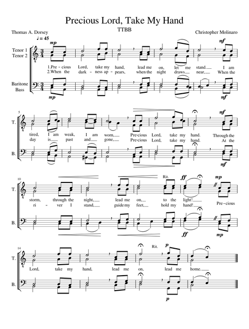 Precious Lord, Take My Hand - TTBB