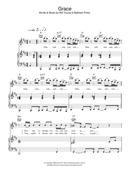 Grace - Will Young (Piano-Vocal-Guitar (Piano Accompaniment))
