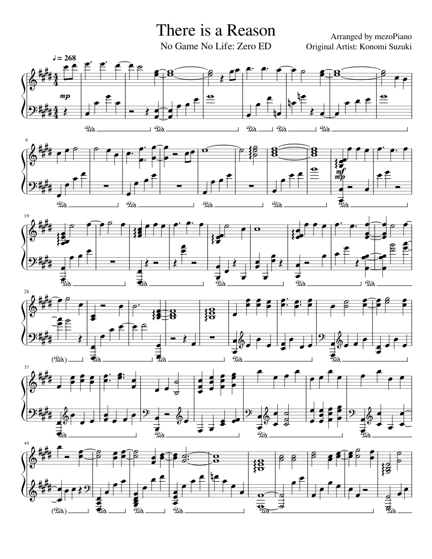 There a Reason - Game No Life: Zero ED piano Sheet music for Piano (Solo) | Musescore.com