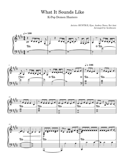 What It Sounds Like (KPOP Demon Hunters) – HUNTR/X sheet music arranged by kcalmusic for Solo