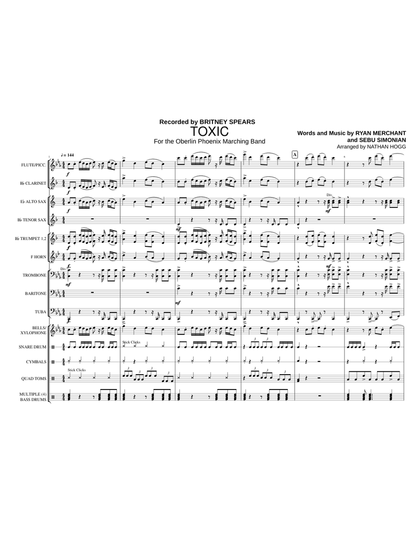 Marching Band Toxic Oberlin Sheet music for Trombone, Tuba