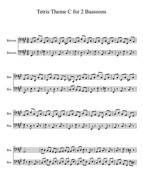 Tetris Theme C for Bassoon Duet