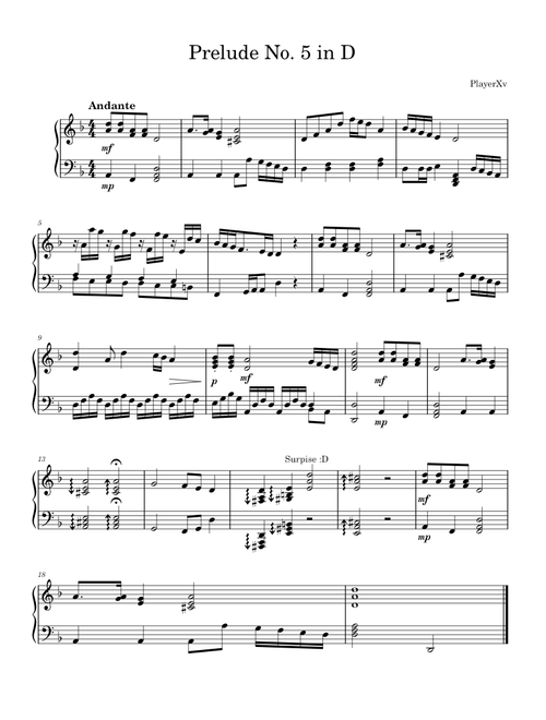 Prelude no 5 in D Minor