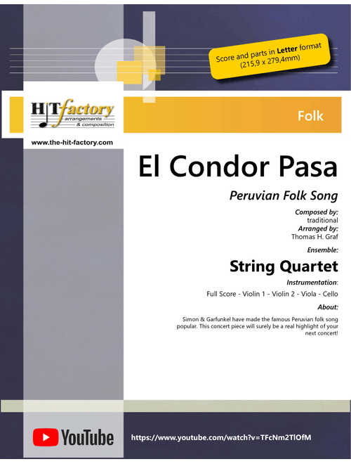 El Condor Pasa - Peruvian Folk Song - String Quartet - G (Arr. Thomas H. Graf) - Simon & Garfunkel (String Quartet)