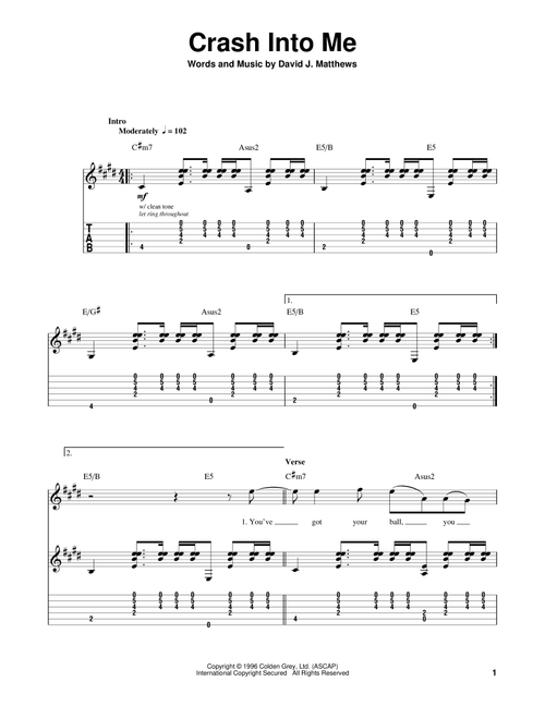 Crash Into Me - Dave Matthews Band (Guitar Tab Play-Along)