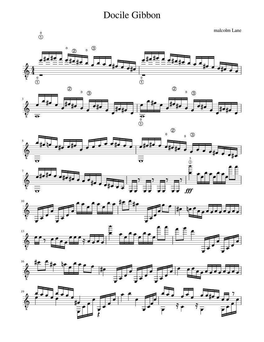 Docile Gibbon Sheet music for Guitar (Solo) | Musescore.com