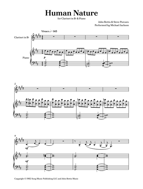 Human Nature (Arr. Caio Costa) - Michael Jackson (Clarinet and Piano)