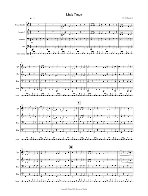 Little Tango for Beginning Brass Quartet - David Burndrett (Brass Ensemble)