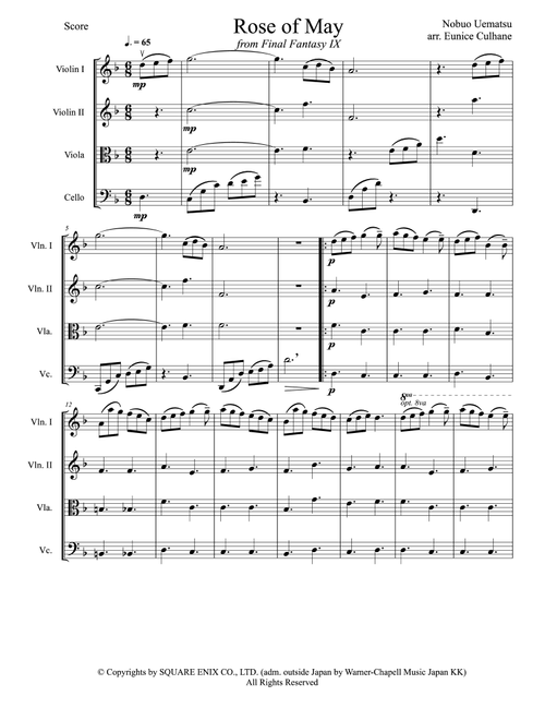 Rose of May (Arr. Eunice Culhane) - Nobuo Uematsu (String Quartet)