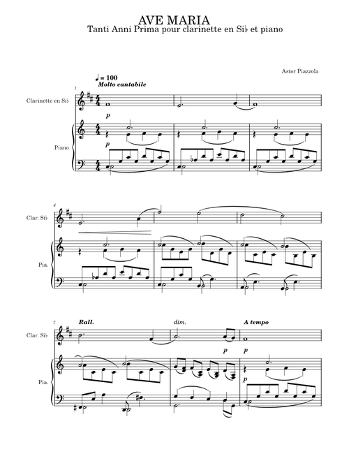 Tanti anni prima – Astor Piazzolla AVE MARIA