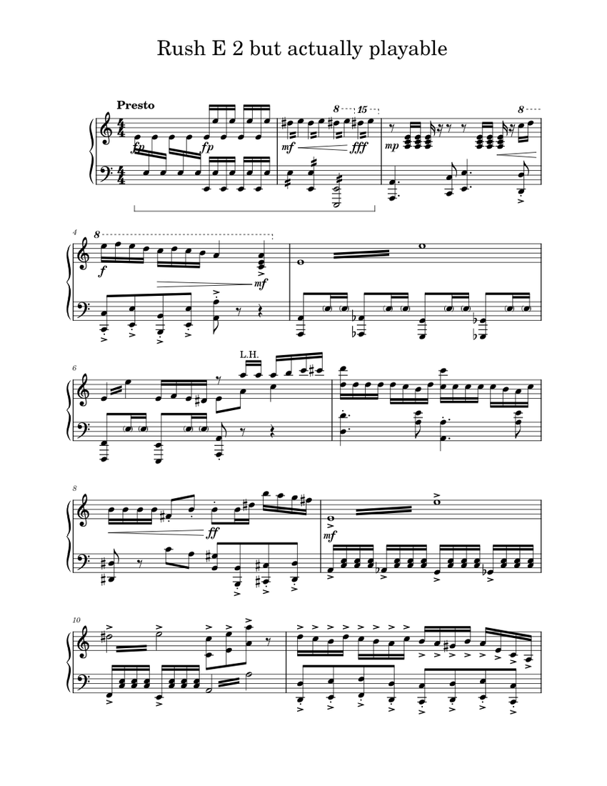 Rush E 2 Sheet Music Boss Rush E 2 but actually playable Sheet music