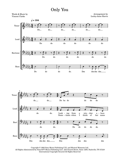 Only You (Arr. Lesley Anne Harris) - Yazoo (Choral, SSA)