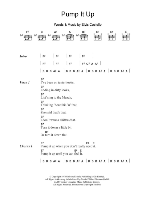 Pump It Up - Elvis Costello (Guitar Chords-Lyrics)