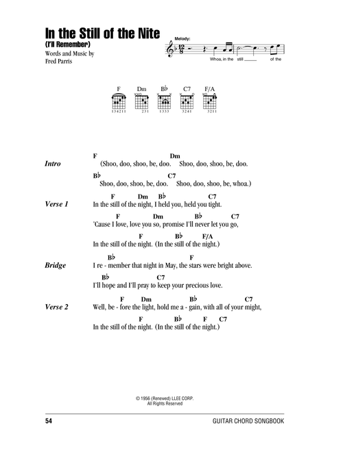 In The Still Of The Nite (I'll Remember) - Boyz II Men, Five Satins (Guitar Chords-Lyrics)