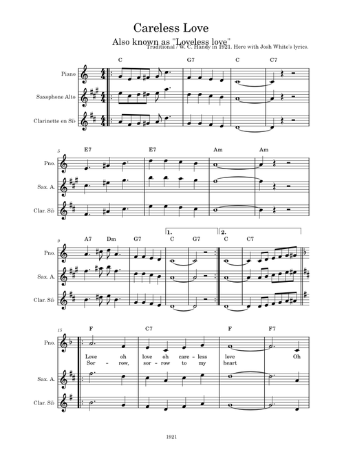Careless Love – W. C. Handy Careless Love