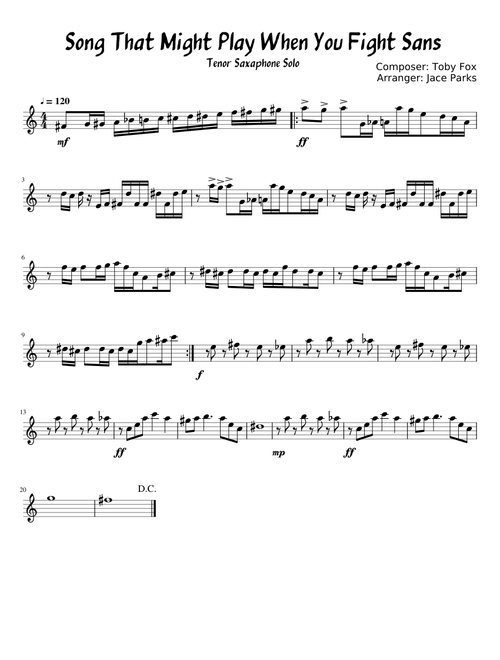 Song That Might Play When You Fight Sans - Tenor Saxaphone Solo