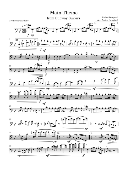 Subway Surfers Theme, Arr. for Trombone/Baritone
