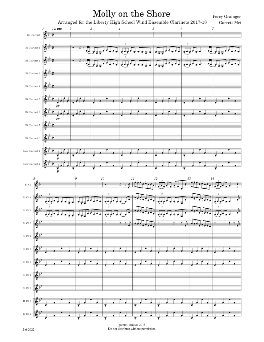 Molly on the Shore Grainger 11 Sheet music for in eflat, in b