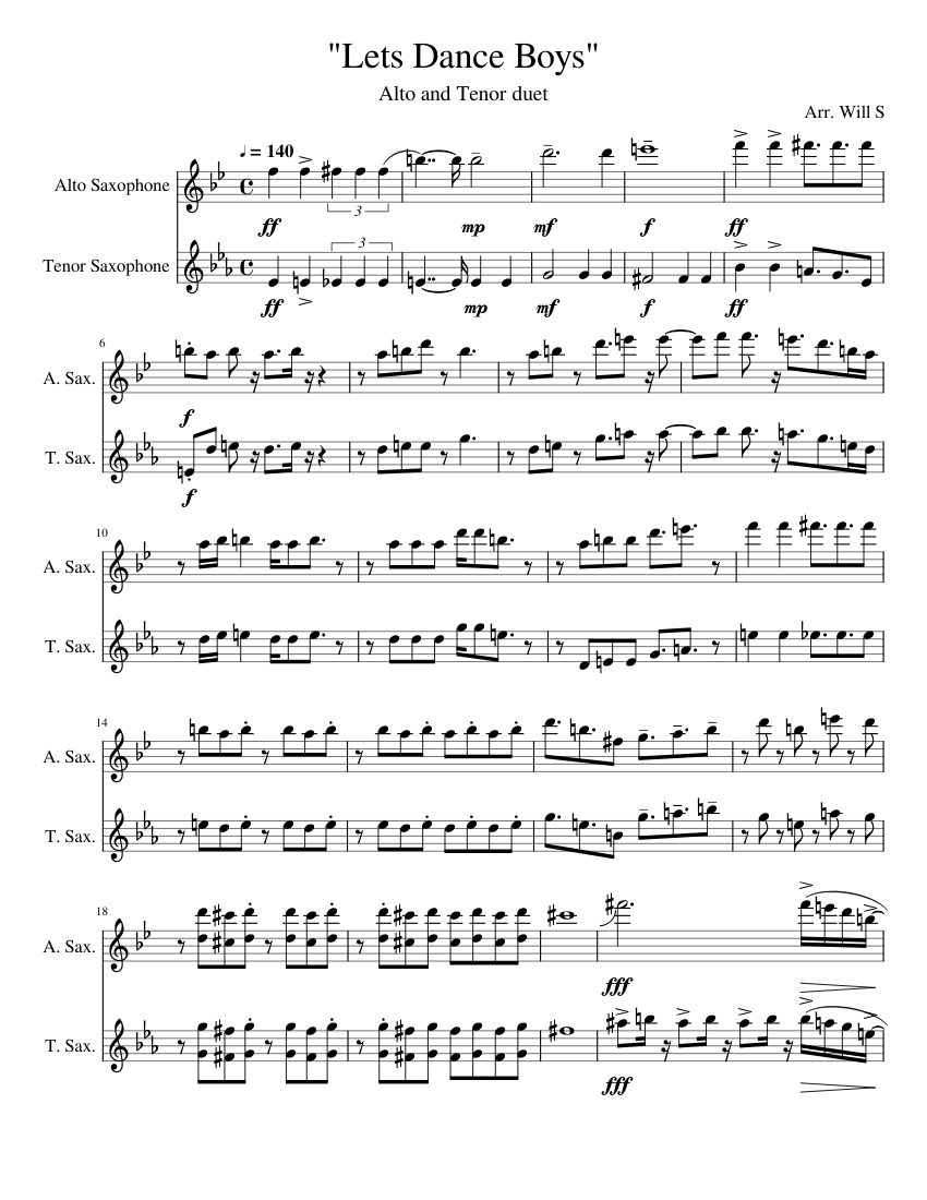Lets Dance Boys Sax Duet Sheet music for Saxophone alto, Saxophone