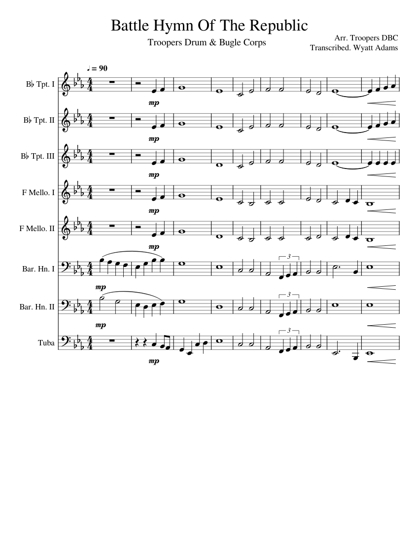 Battle Hymn Of The Republic Sheet music for Tuba, Mellophone, Trumpet