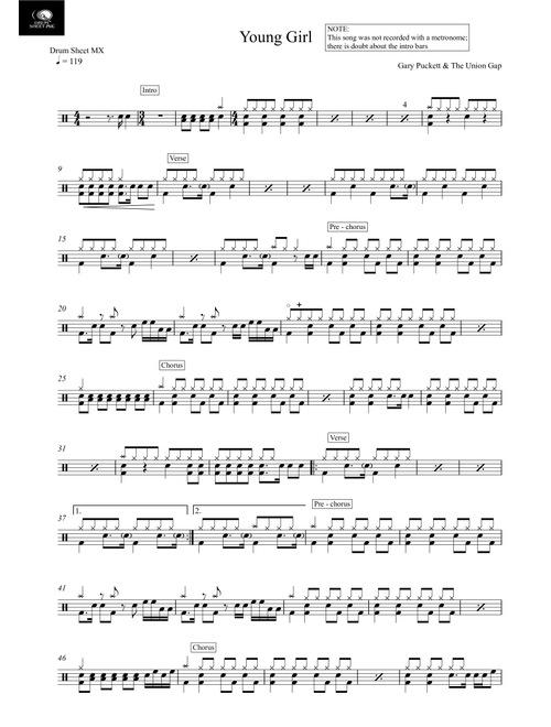 Young Girl (Arr. Drum Sheet MX) - Gary Puckett & The Union Gap (Drums)